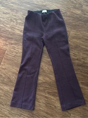 Anthropologie Navy Blue and Burgundy Cropped Flare Pants